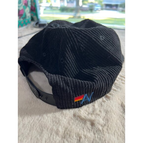 Aviator Nation Black Corduroy Snapback Hat With Mountain Patch & Mesh Lining - Picture 2 of 8